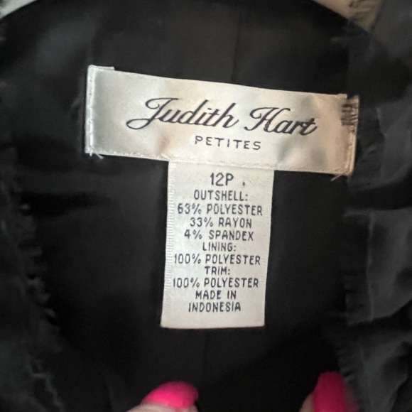 Judith Hart Petites Elegant Black Women's Jacket Sparkly Buttons Lace Trim 12P - Picture 15 of 15